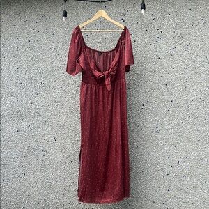 Reitmans Red Ruffled Midi Dress Flutter Sleeves